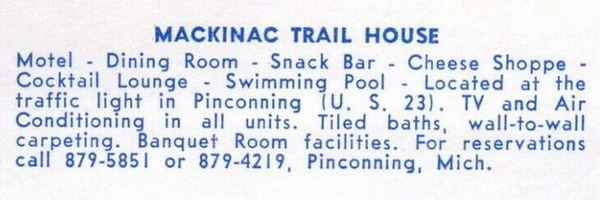 Pinconning Trail Motel (Pinconning Trail Inn, Mackinac Trail House) - Vintage Postcard (newer photo)